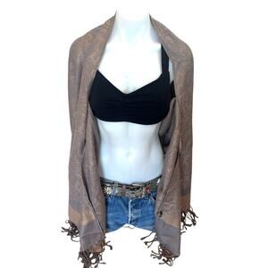 Purple Paisley Blanket Kimono Shrug Unique Handmade One Size Boho Silk Pashmina